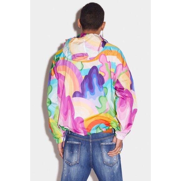 DSQUARED2 Men's Gouache Windbreaker Size XL In Fantasy (damaged) - Picture 3 of 10